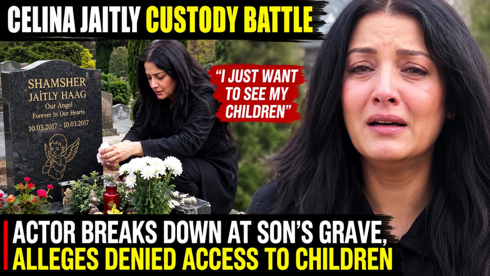 Celina Jaitly Custody Battle  Actor Breaks Down at Son’s Grave, Alleges Denied Access to Children