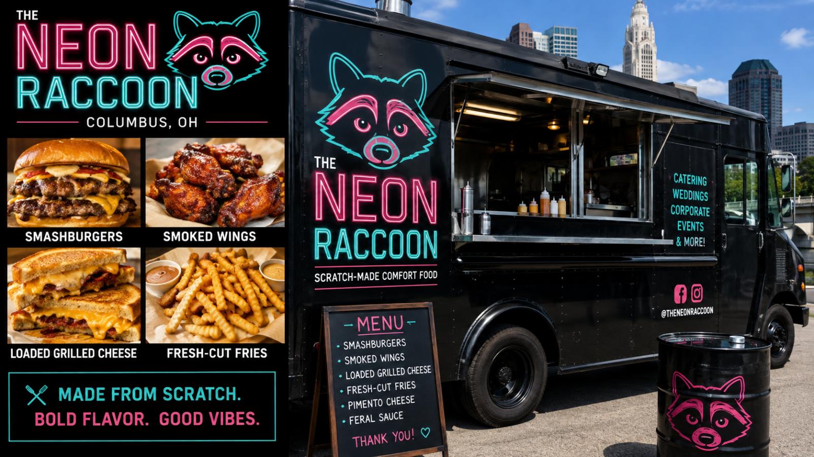 Neon Raccoon food truck brings smashburgers to Columbus