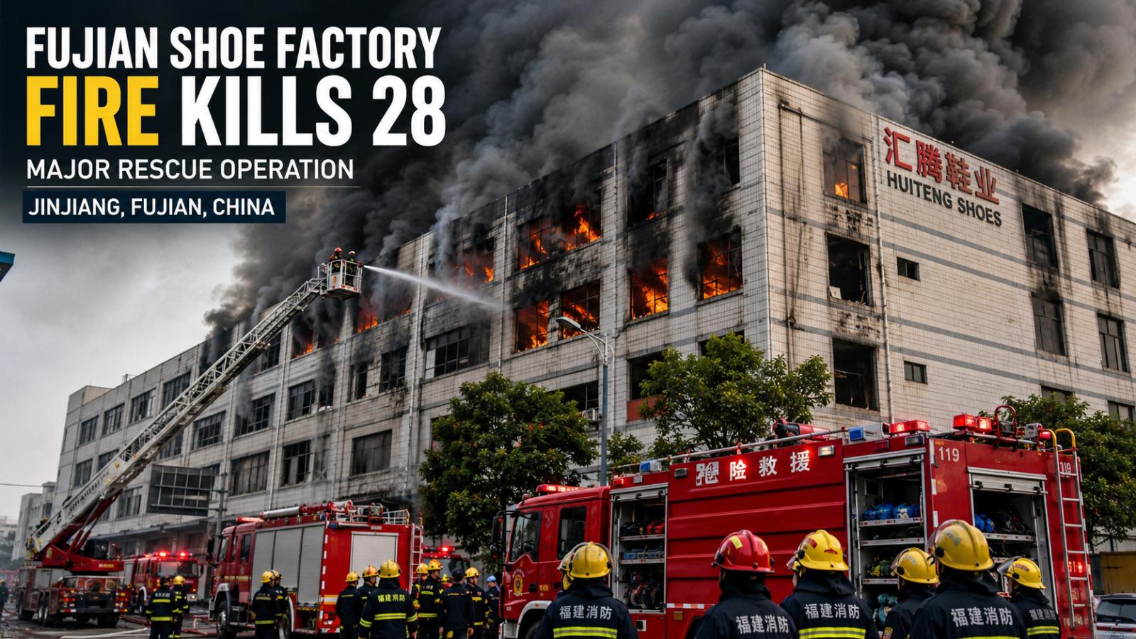Fujian Shoe Factory Fire Kills 28 in Major Rescue Operation