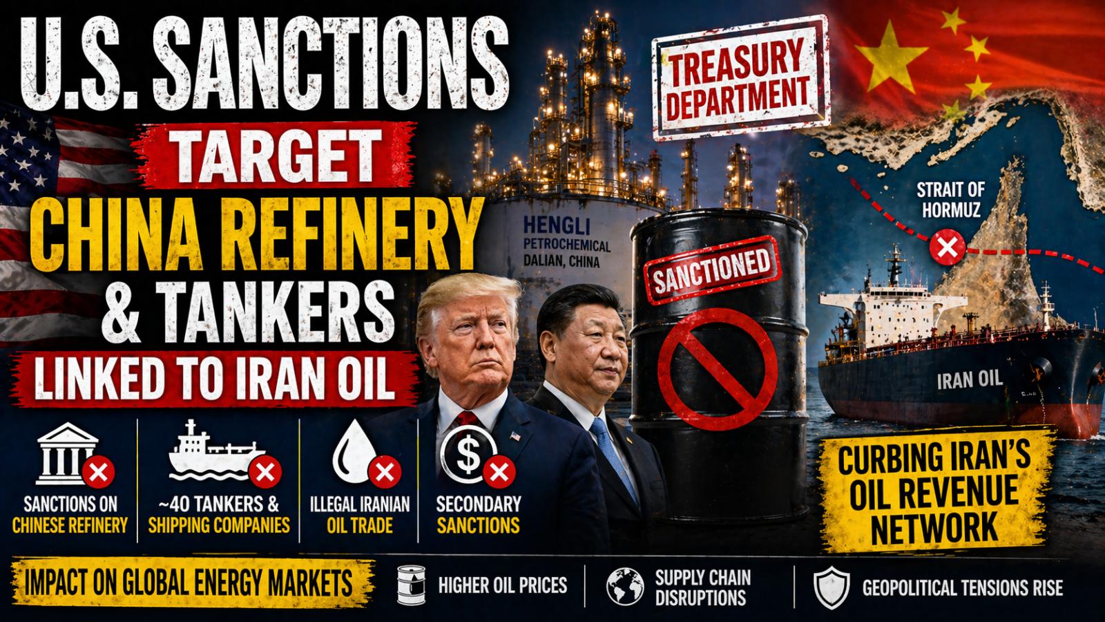 What sanctions did the U.S. impose on China-linked oil trade? The move targets refinery and tankers tied to Iran