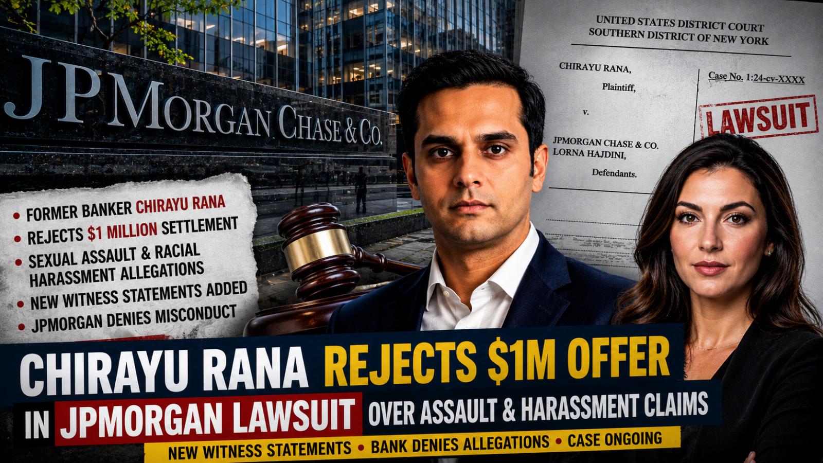 Chirayu Rana Rejects $1M Offer as JPMorgan Lawsuit Escalates
