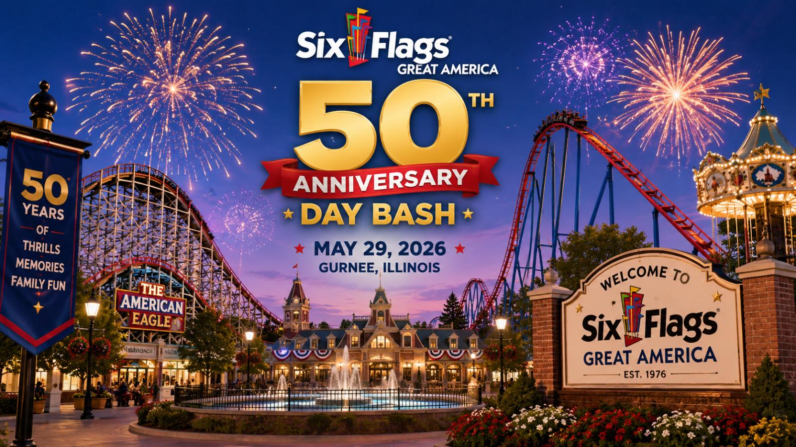 Six Flags Great America 50th Anniversary Day Bash Set for May 29