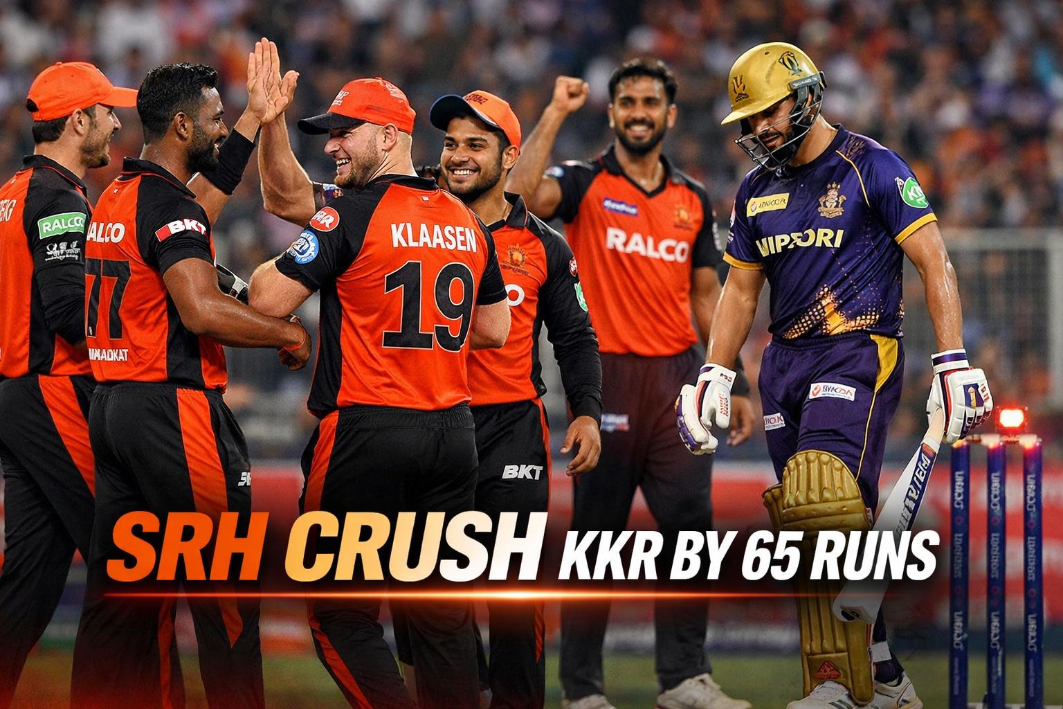SRH secures first IPL 2026 win with dominant 65-run victory over KKR
