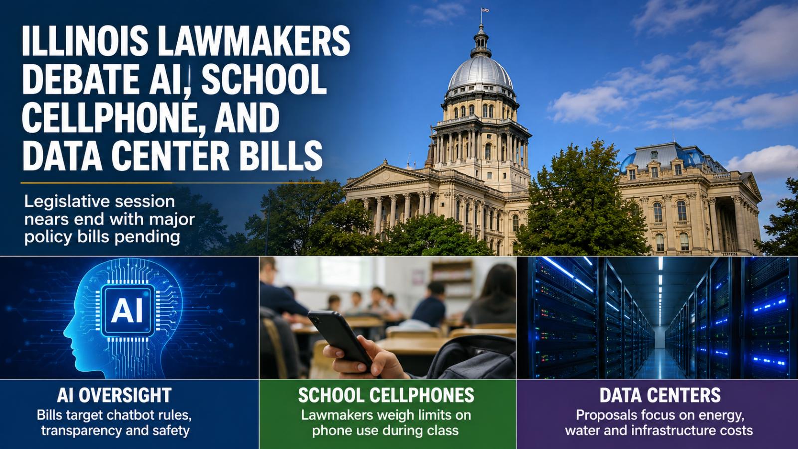 Illinois AI Bills Target Chatbots, Data Centers and School Phones