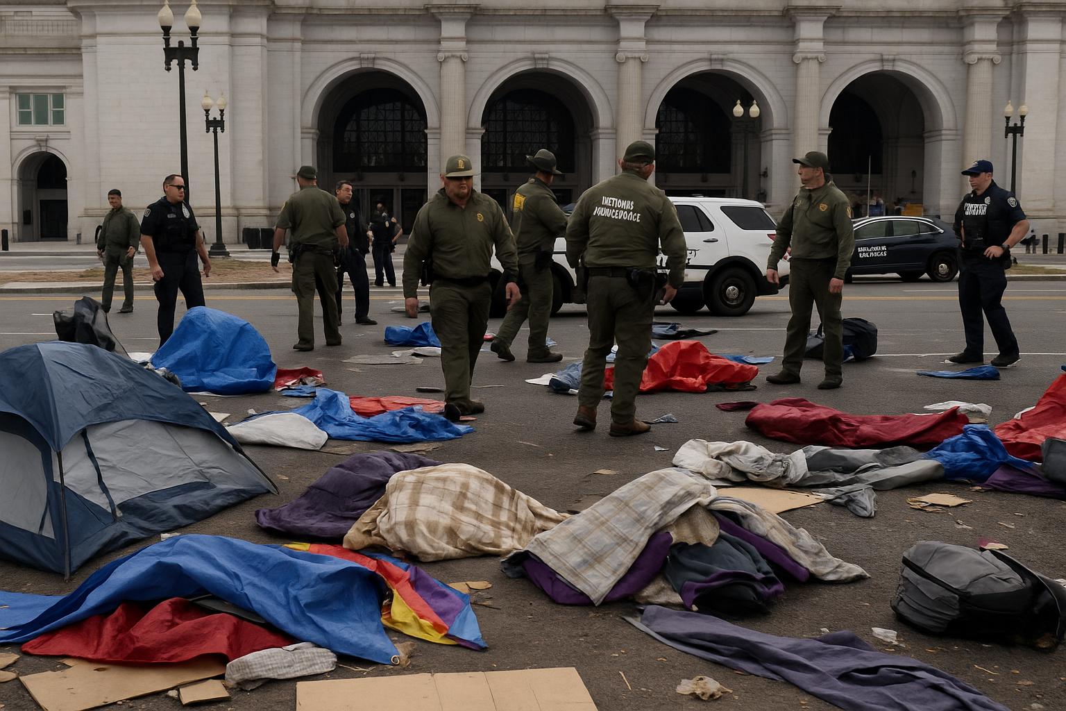 Protest camp outside Union Station cleared as activists allege political motivation