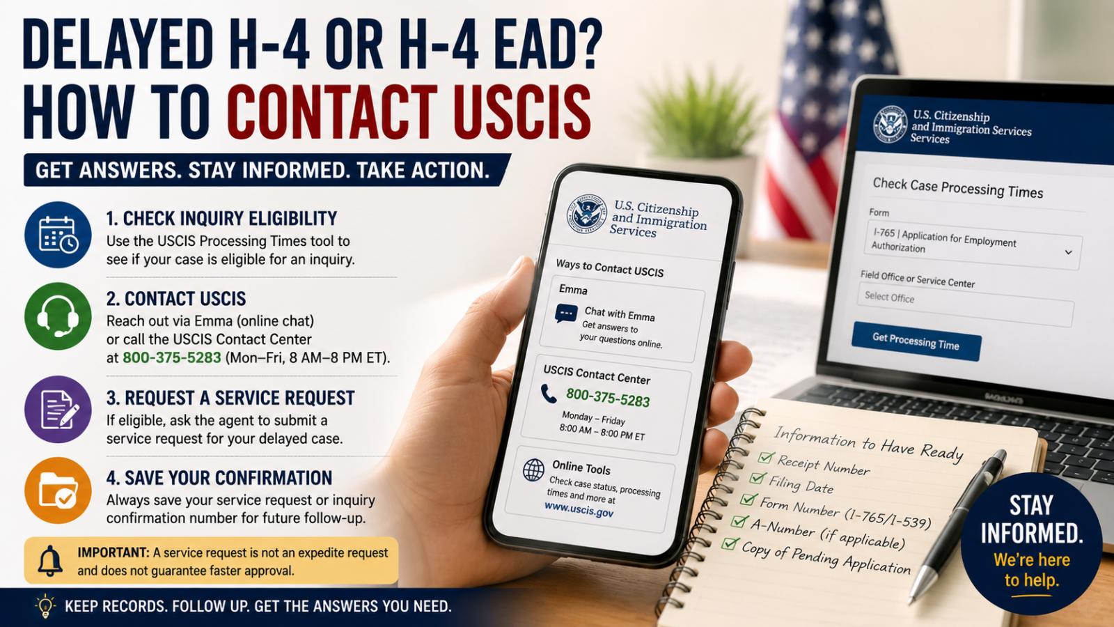 Delayed H-4 or H-4 EAD How to Contact USCIS