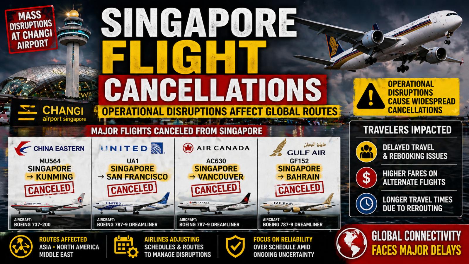What caused Singapore flight cancellations? Operational disruptions affect global routes