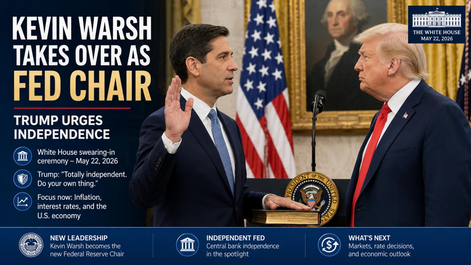Kevin Warsh Takes Over as Fed Chair as Trump Urges Independence