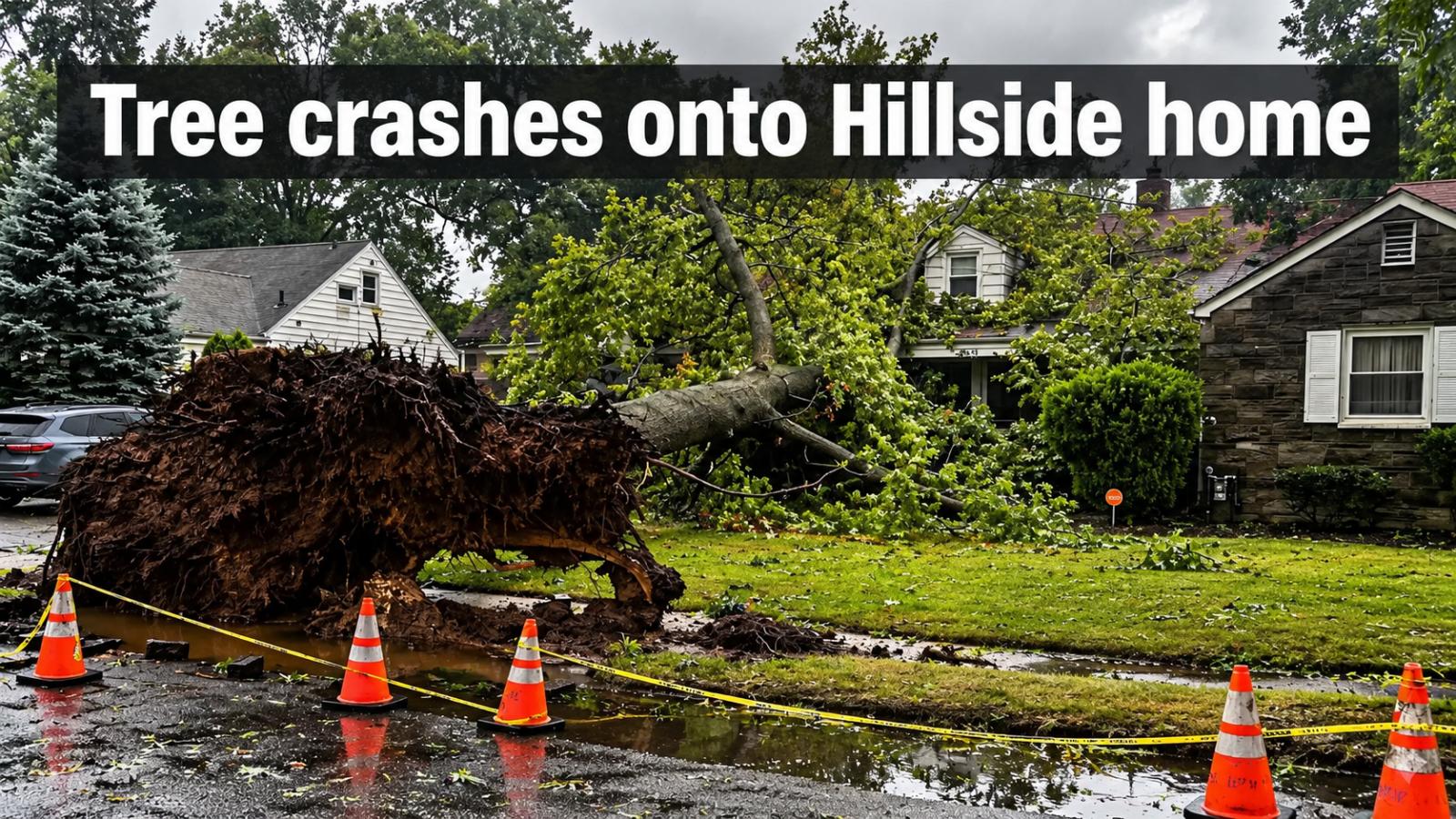Tree crashes onto Hillside home during nor'easter