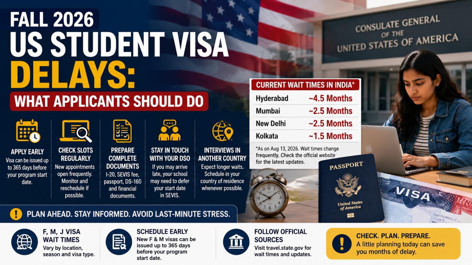 Fall 2026 US student visa delays: What applicants should do
