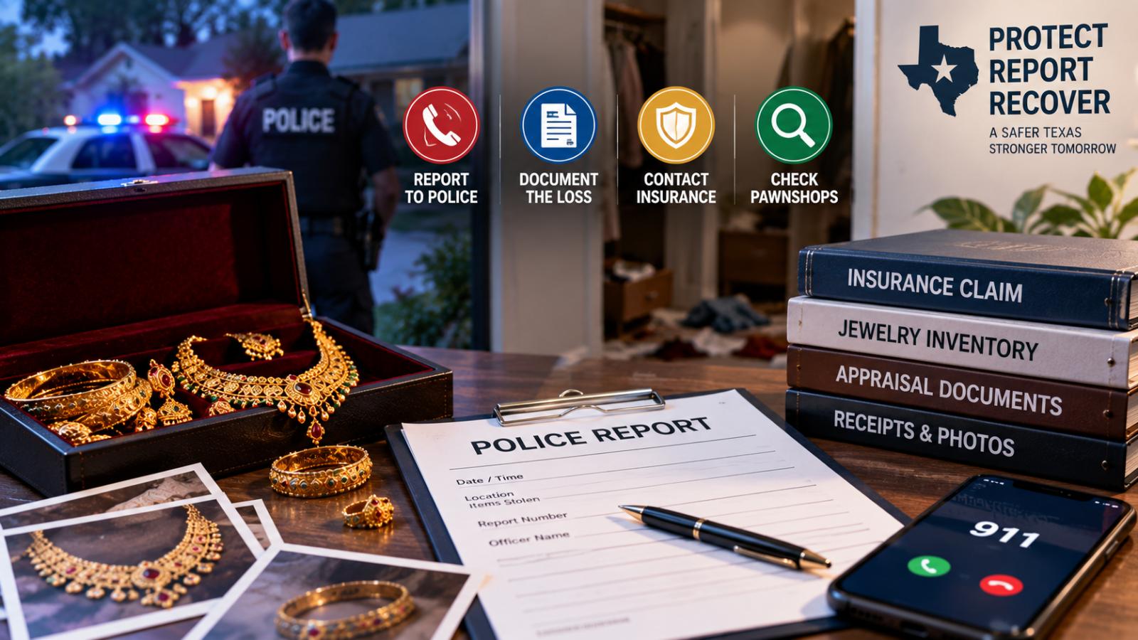 Gold or jewelry stolen in Texas? What to do immediately
