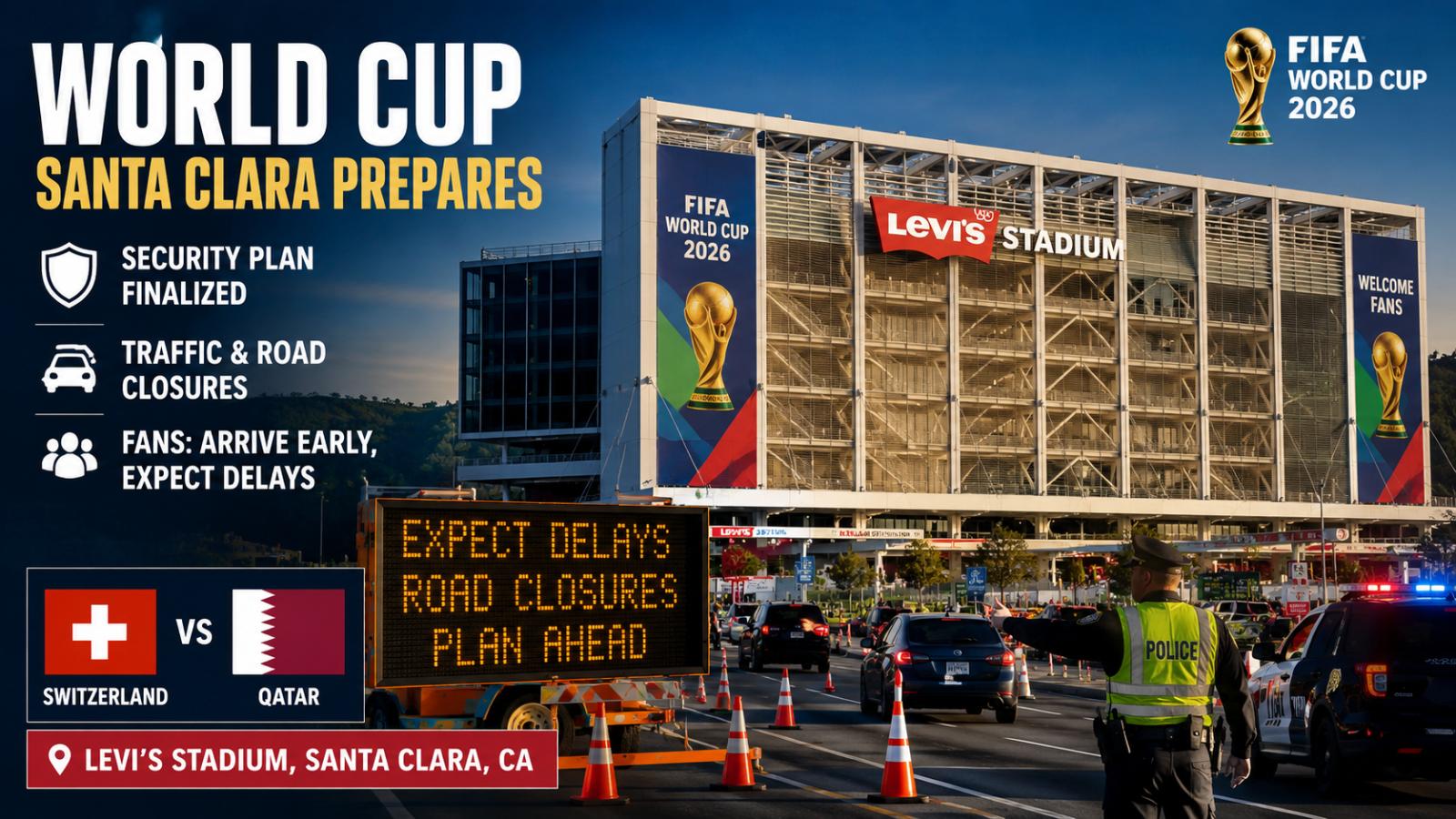 Levi’s Stadium World Cup Traffic Closures Set for Switzerland-Qatar