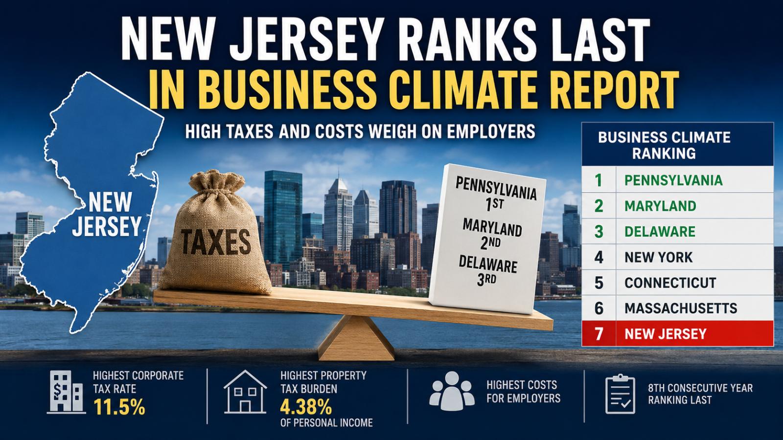 New Jersey ranks last in NJBIA business climate report