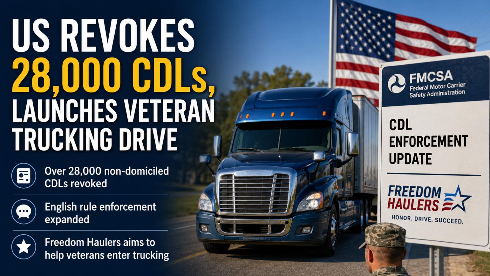 US revokes over 28,000 CDLs, expands veteran trucking drive