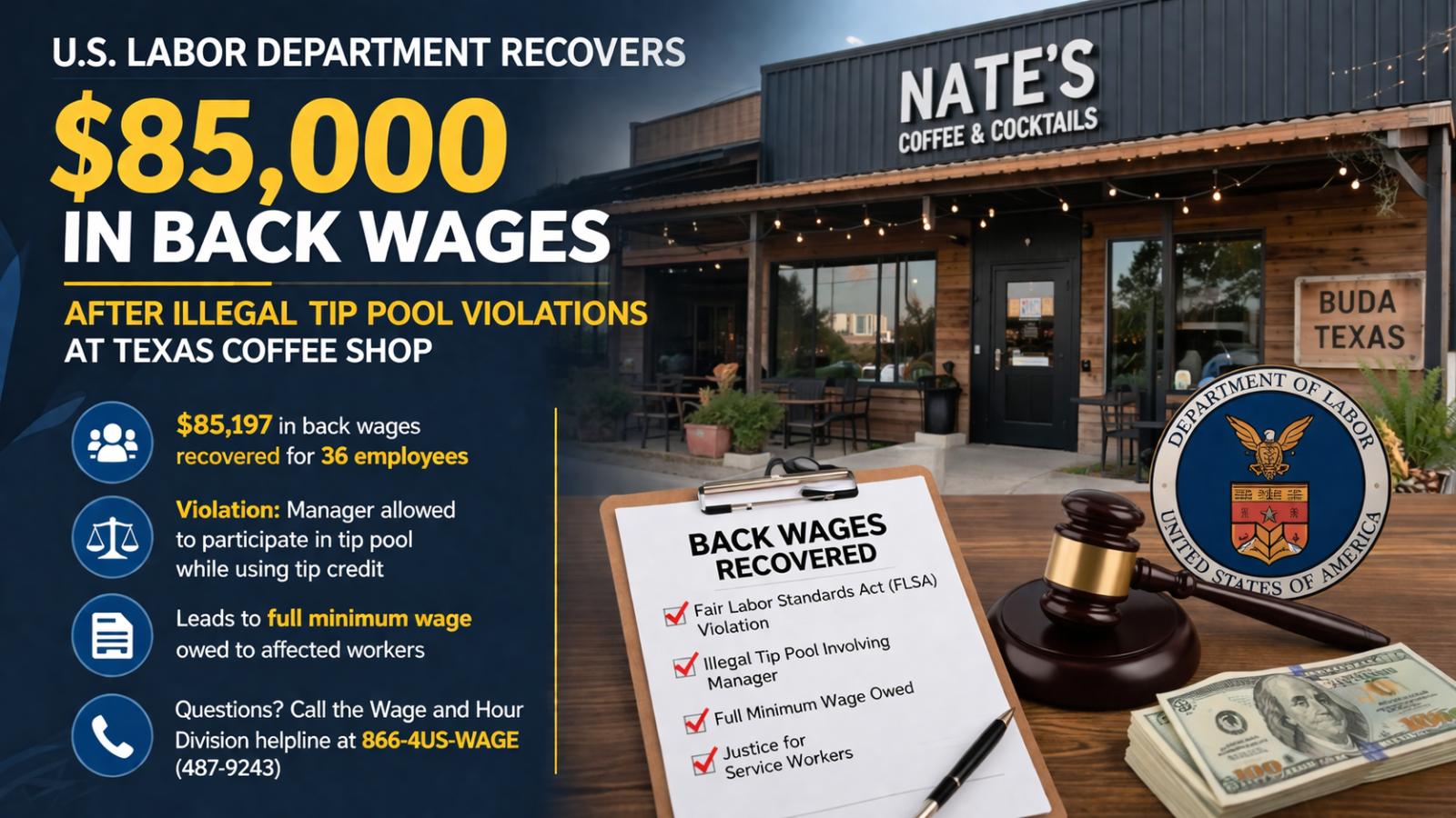 Texas coffee bar ordered to repay $85K after tip pool violations