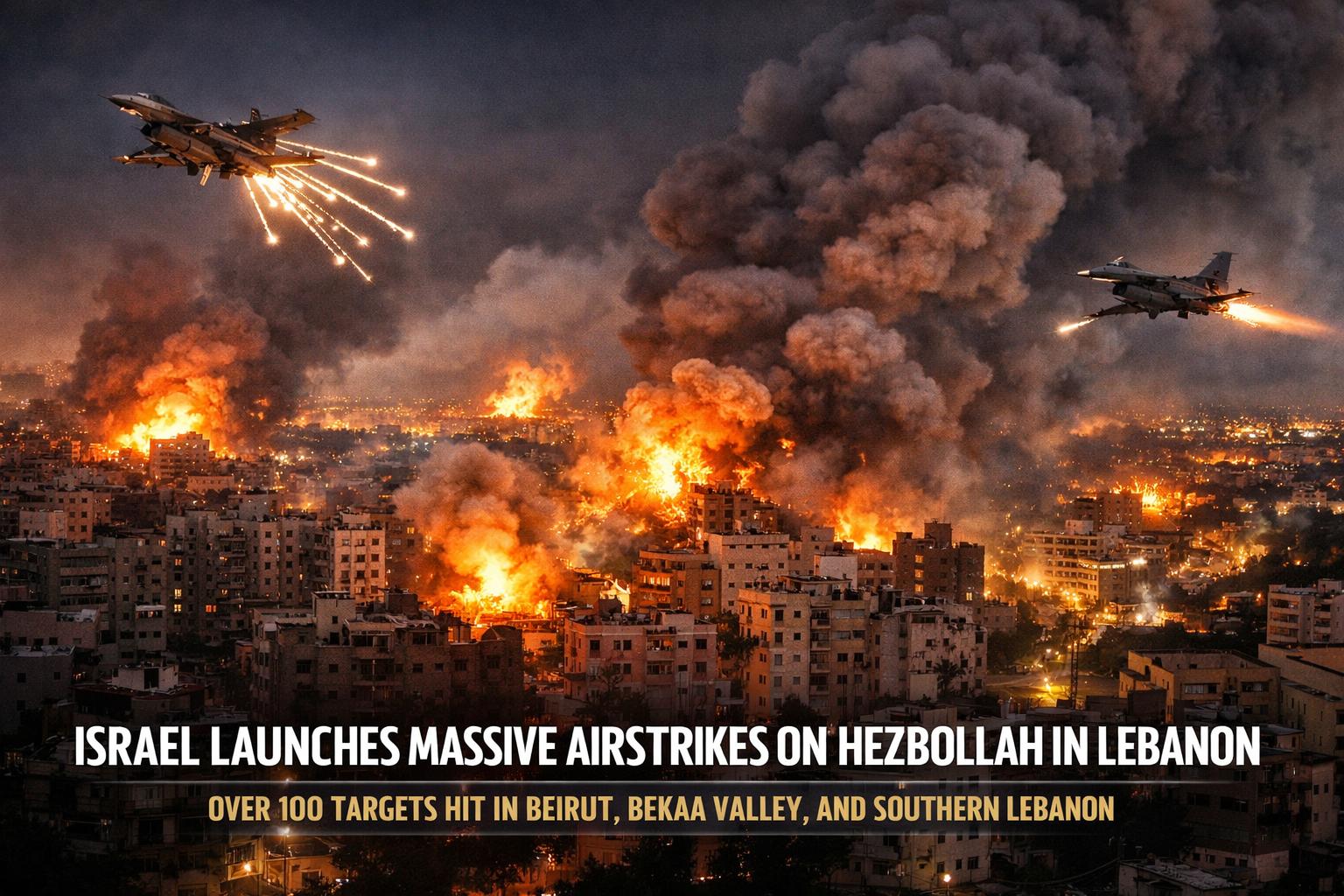 Israel launches massive airstrikes on Hezbollah in Lebanon, high casualties reported