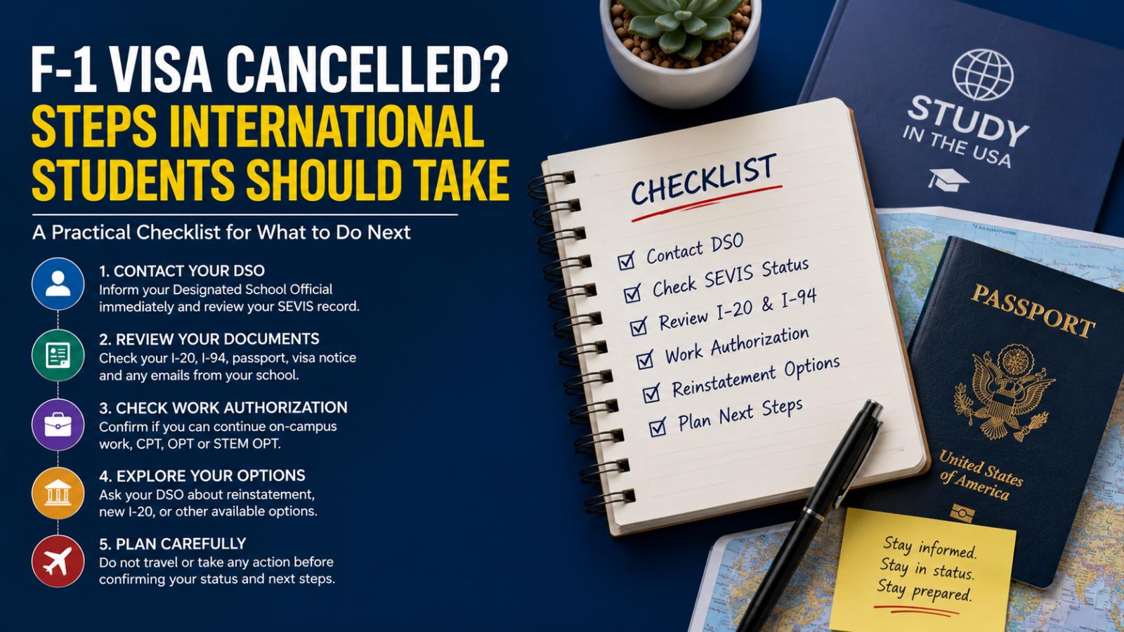 F-1 Visa Cancelled Steps International Students Should Take