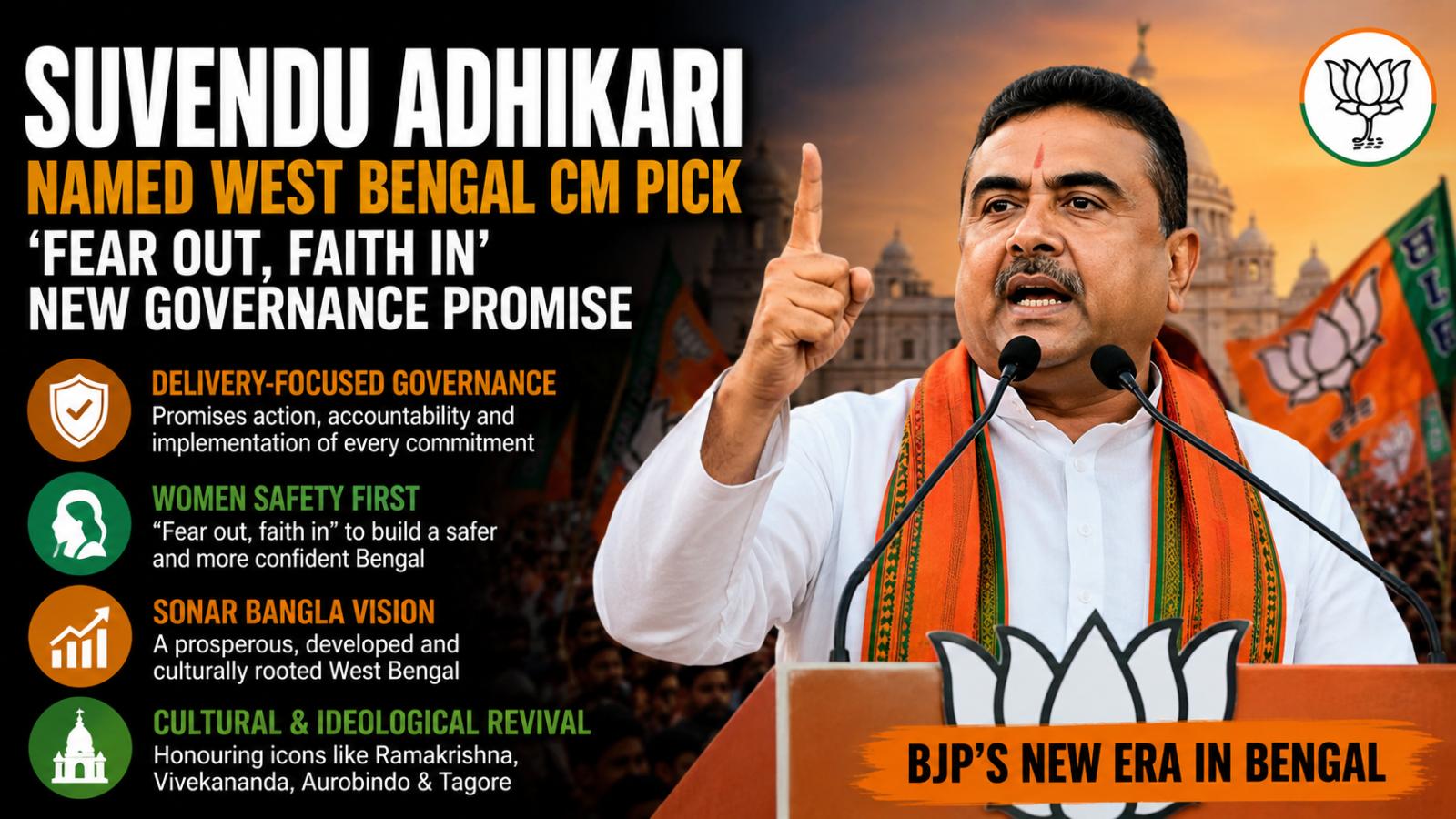 Suvendu Adhikari Named West Bengal CM Pick: BJP Promises ‘Fear Out, Faith In’ Governance