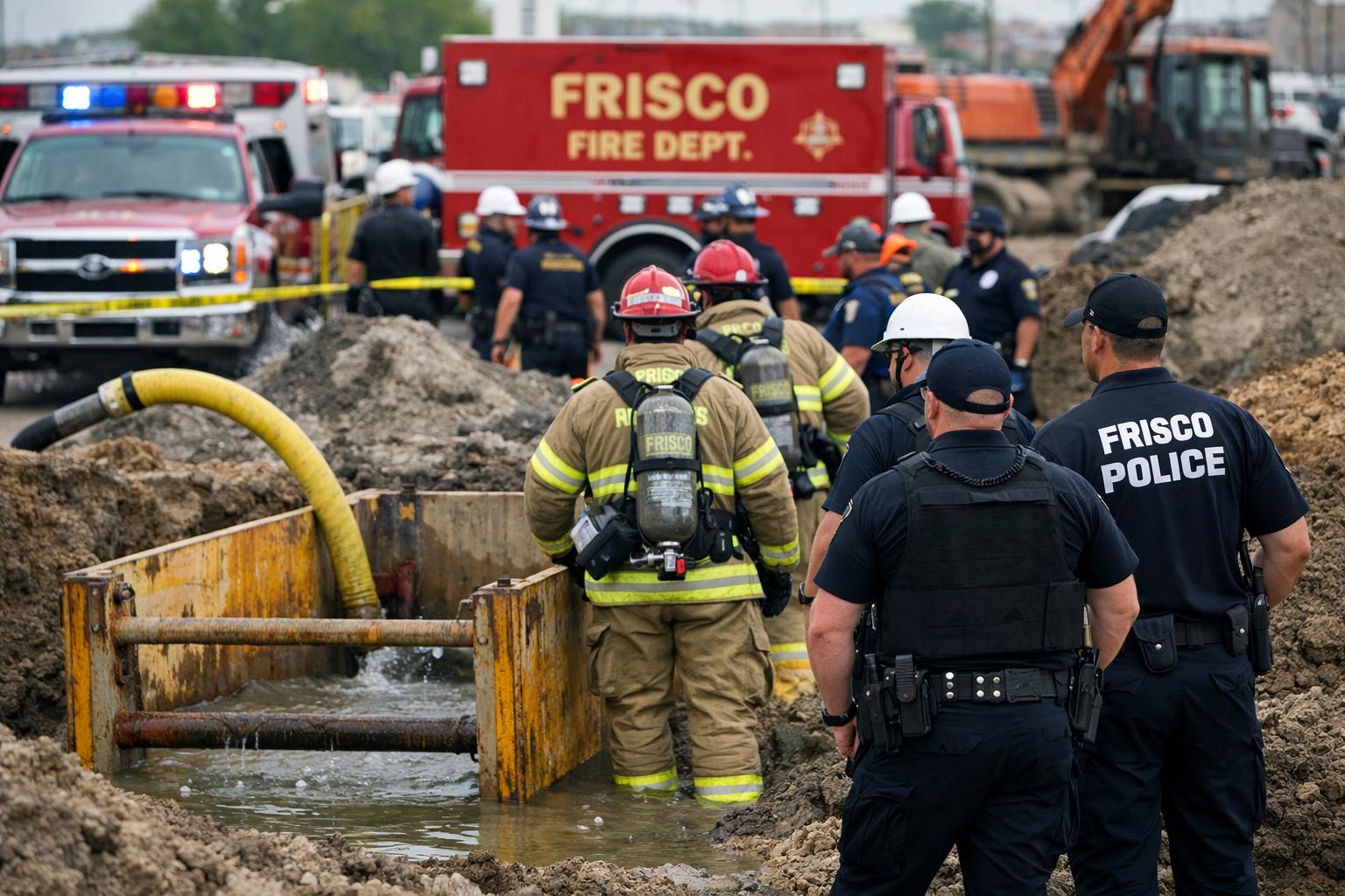 Frisco construction worker dies after water line rupture traps him in trench box