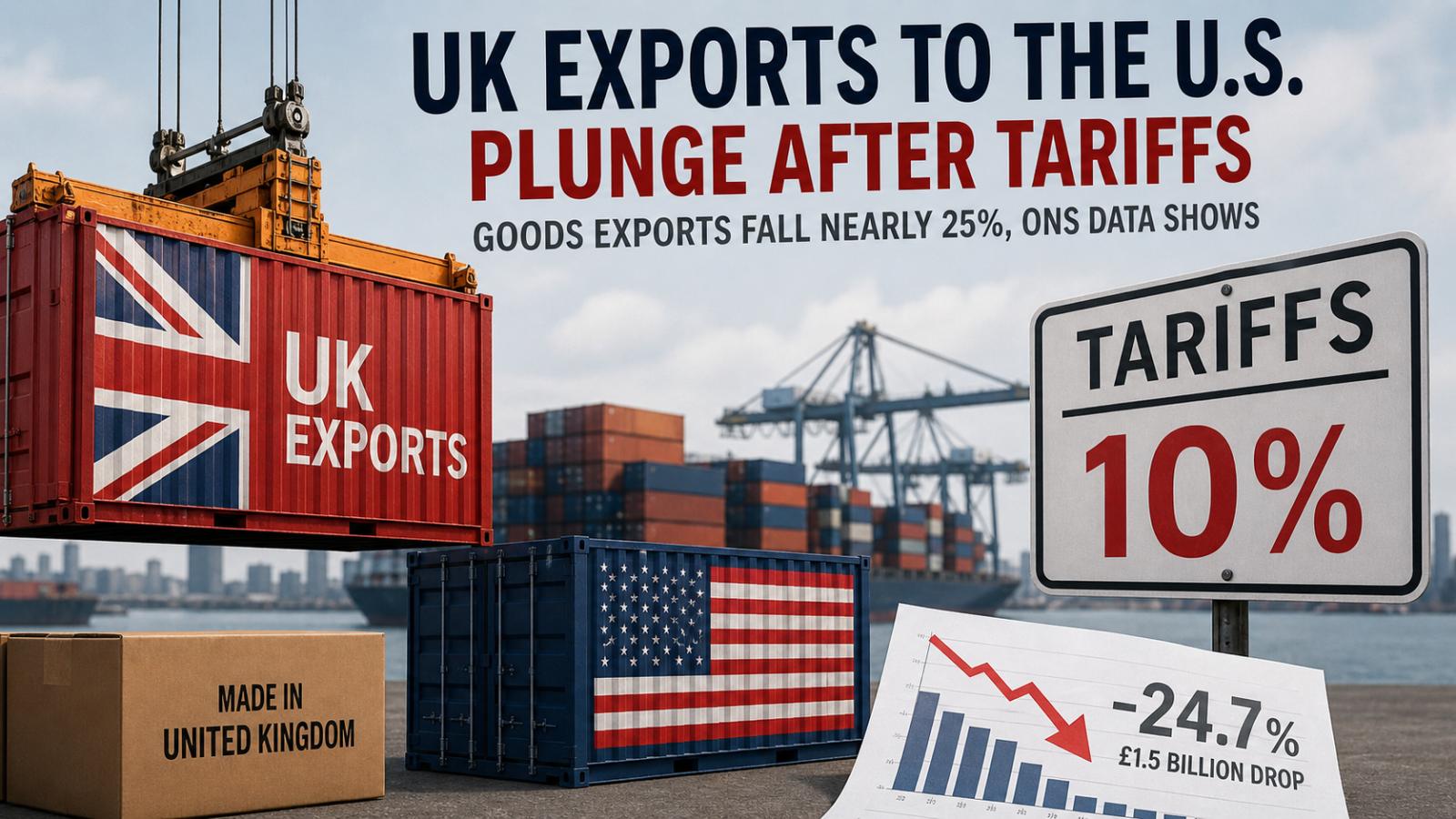 What caused U.K. exports to the U.S. to fall? Tariffs cut goods by nearly 25%