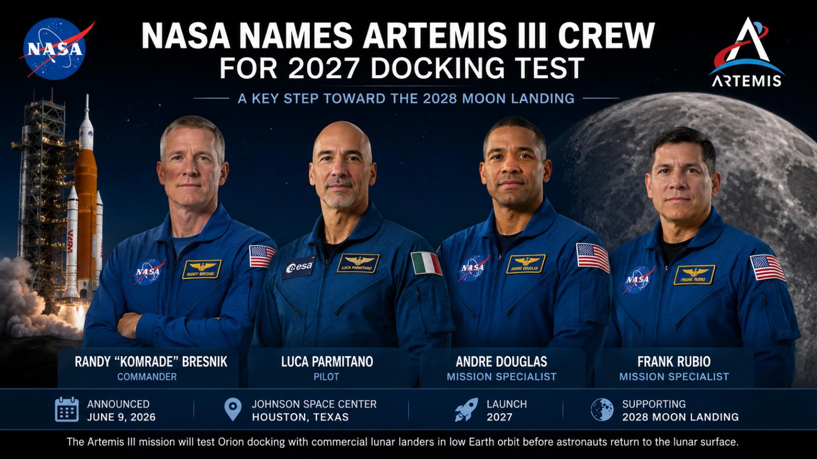 NASA Names Artemis III Crew for 2027 Docking Test