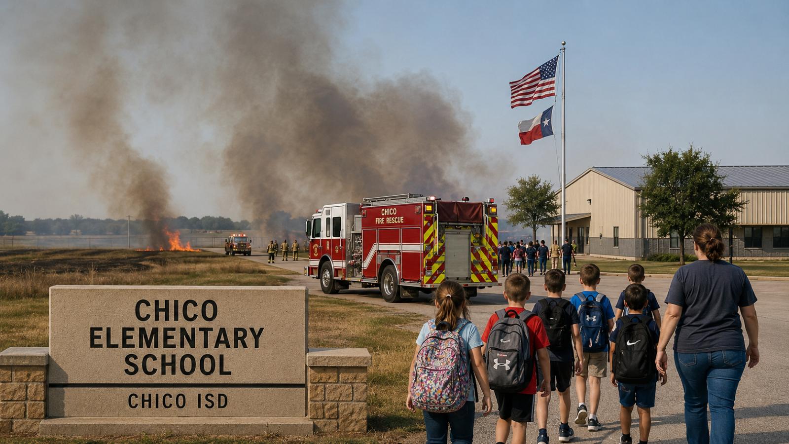 Grassfire forces Chico Elementary evacuation in Wise County