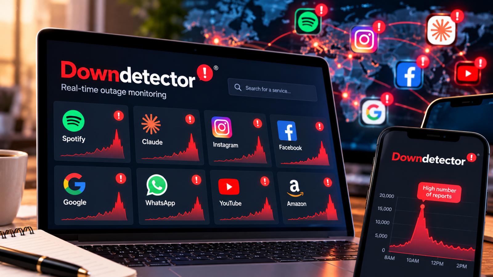 What is Downdetector and how does it track internet outages?