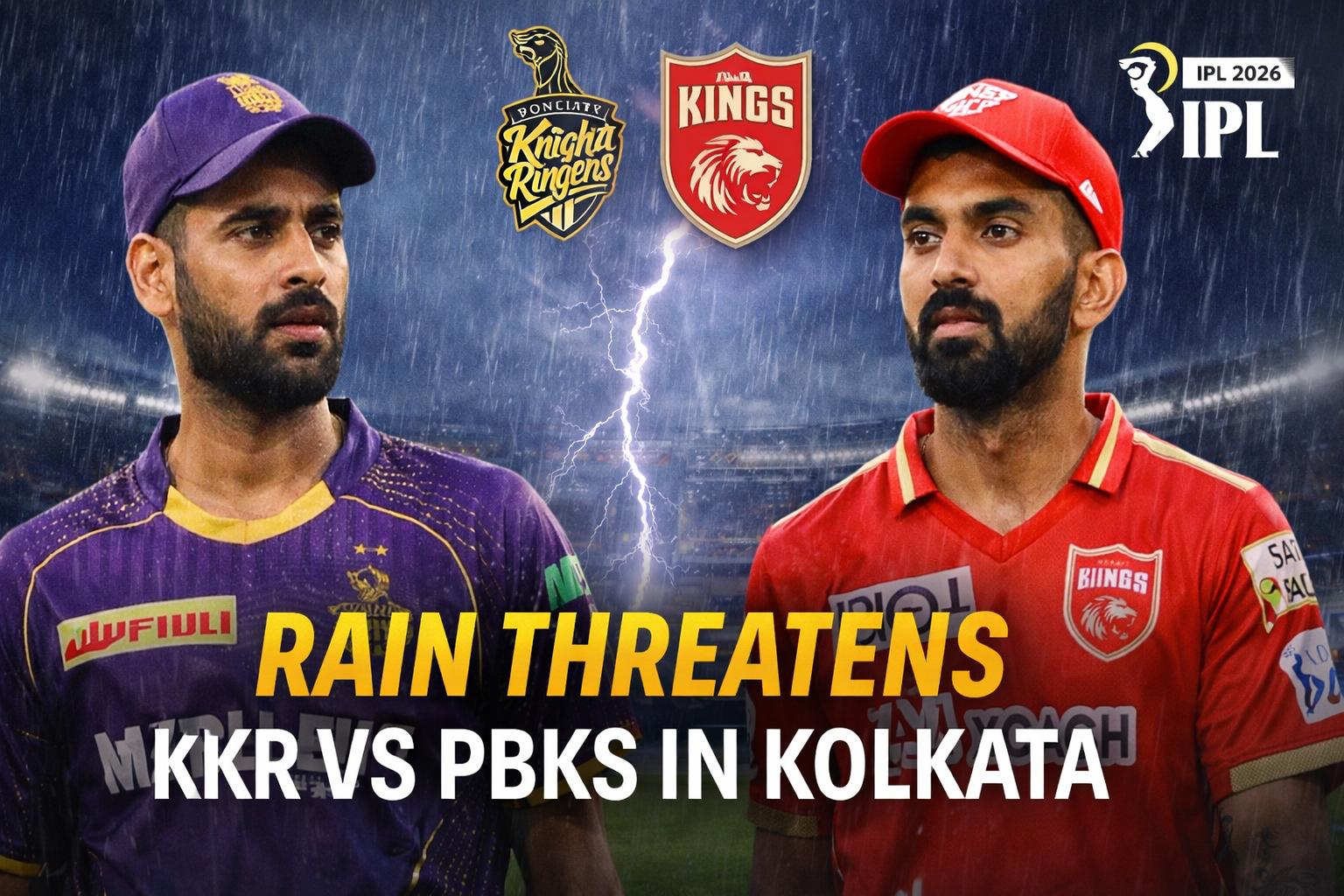 Rain and storms could disrupt KKR vs PBKS game in Kolkata