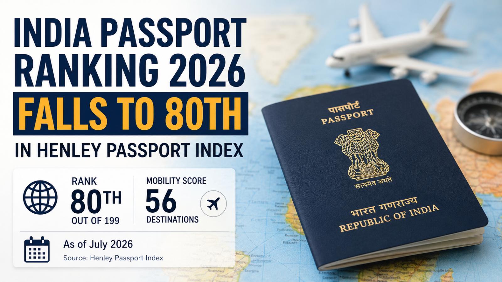 India Passport Ranking 2026 Falls to 80th in Henley Index