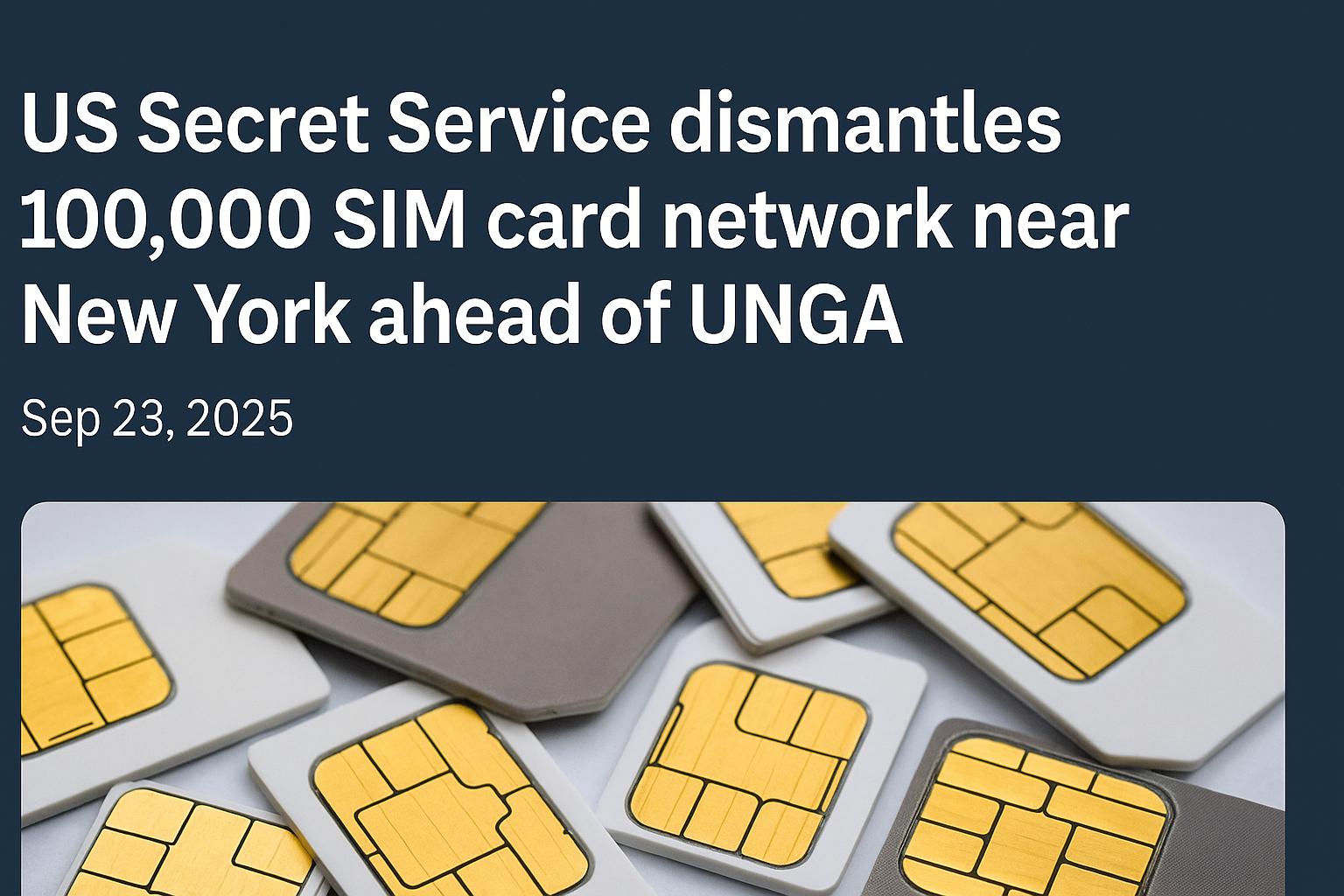 US Secret Service dismantles 100,000 SIM card network near New York ahead of UNGA