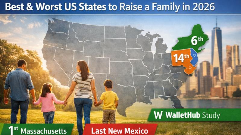 New Jersey ranks 14th among US states to raise a family in 2026 study