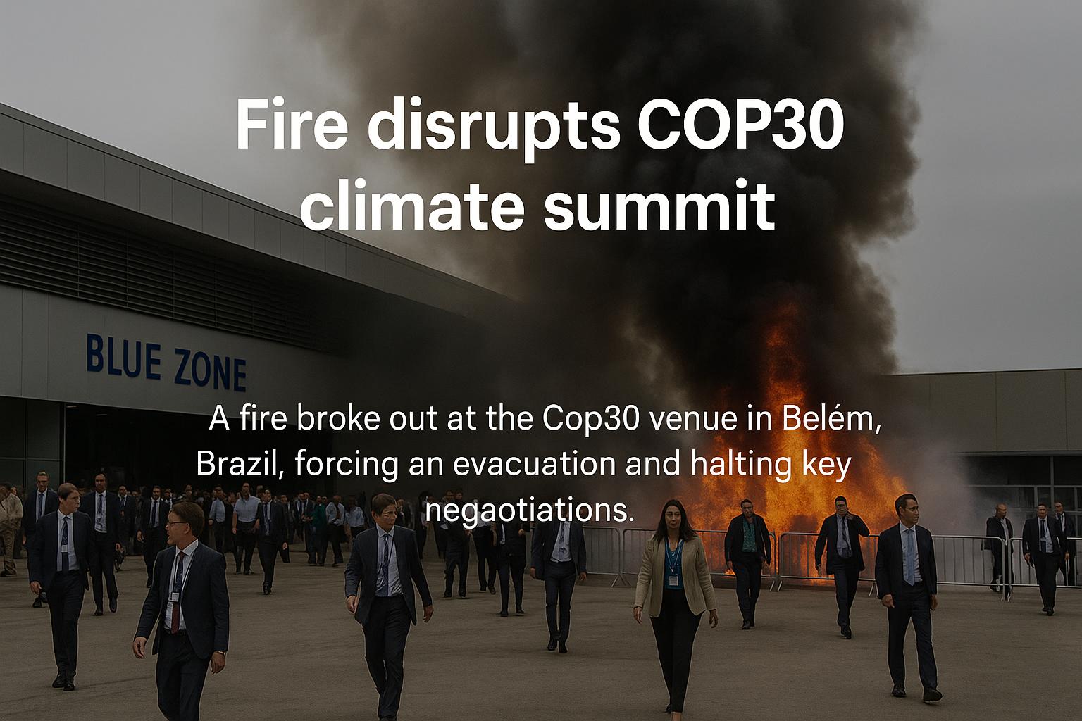 Fire at Cop30 venue in Brazil forces evacuation and halts key climate negotiations