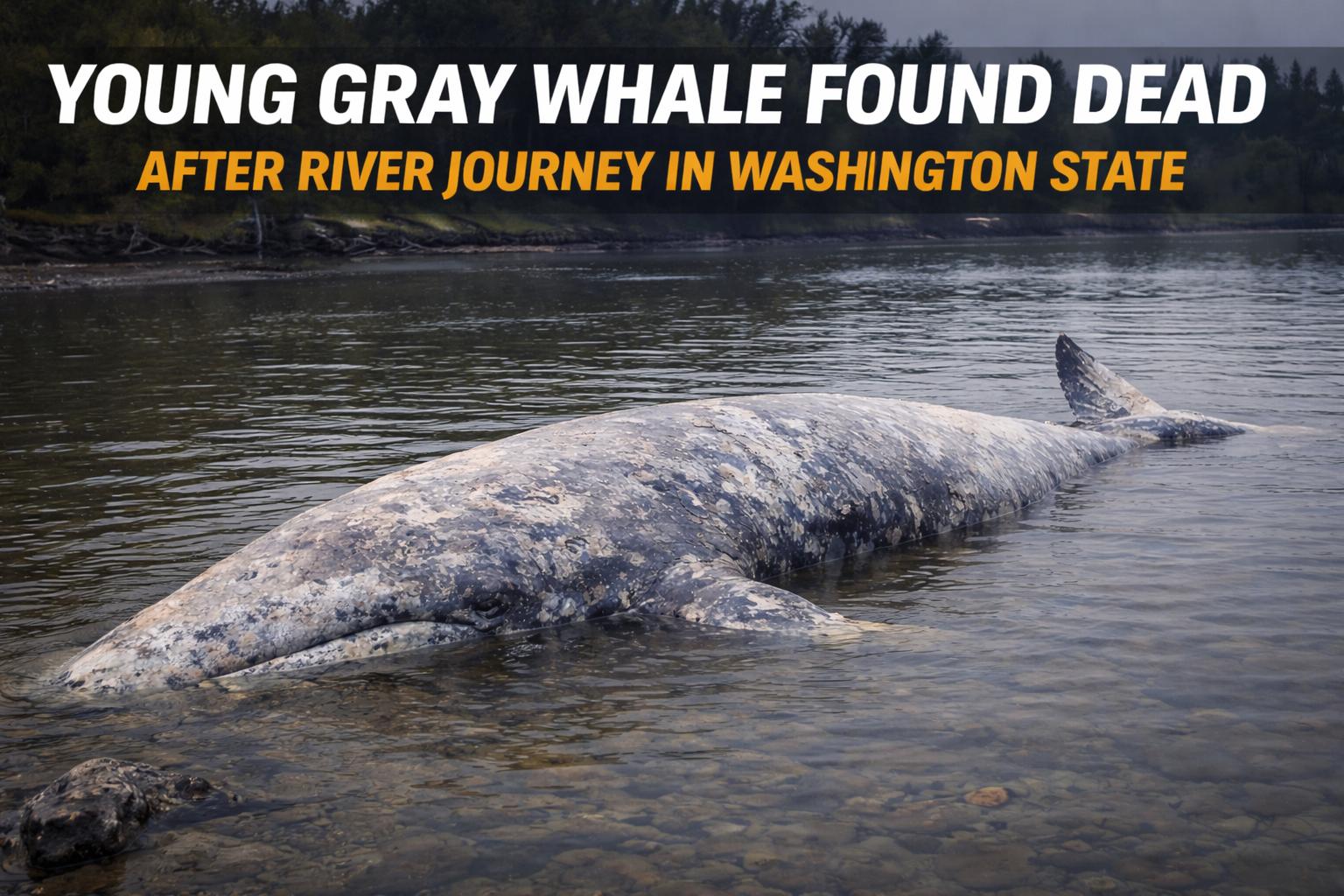 Young gray whale found dead after river journey in Washington state