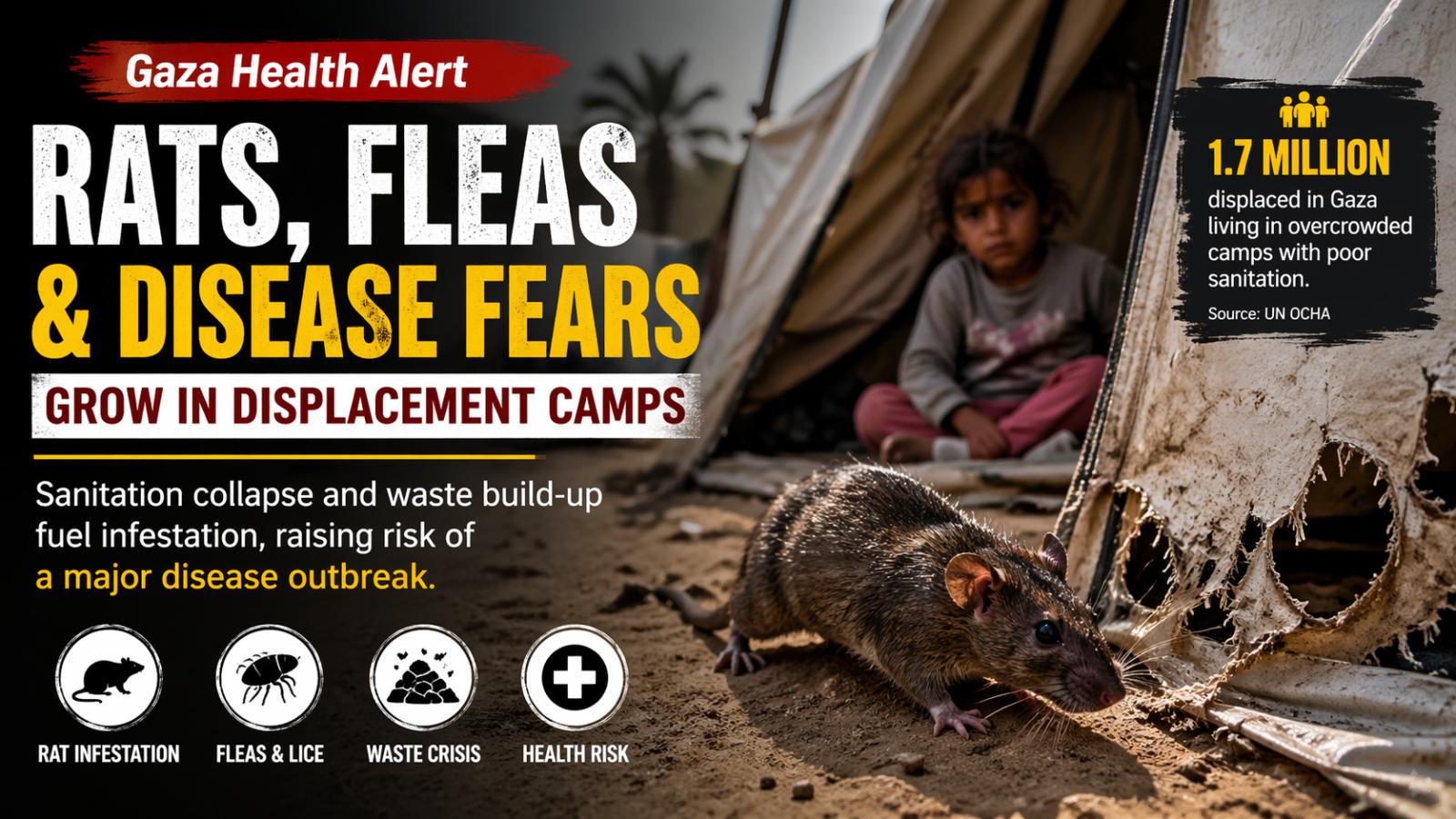 Gaza faces rising disease risk as rat infestation spreads in displacement camps