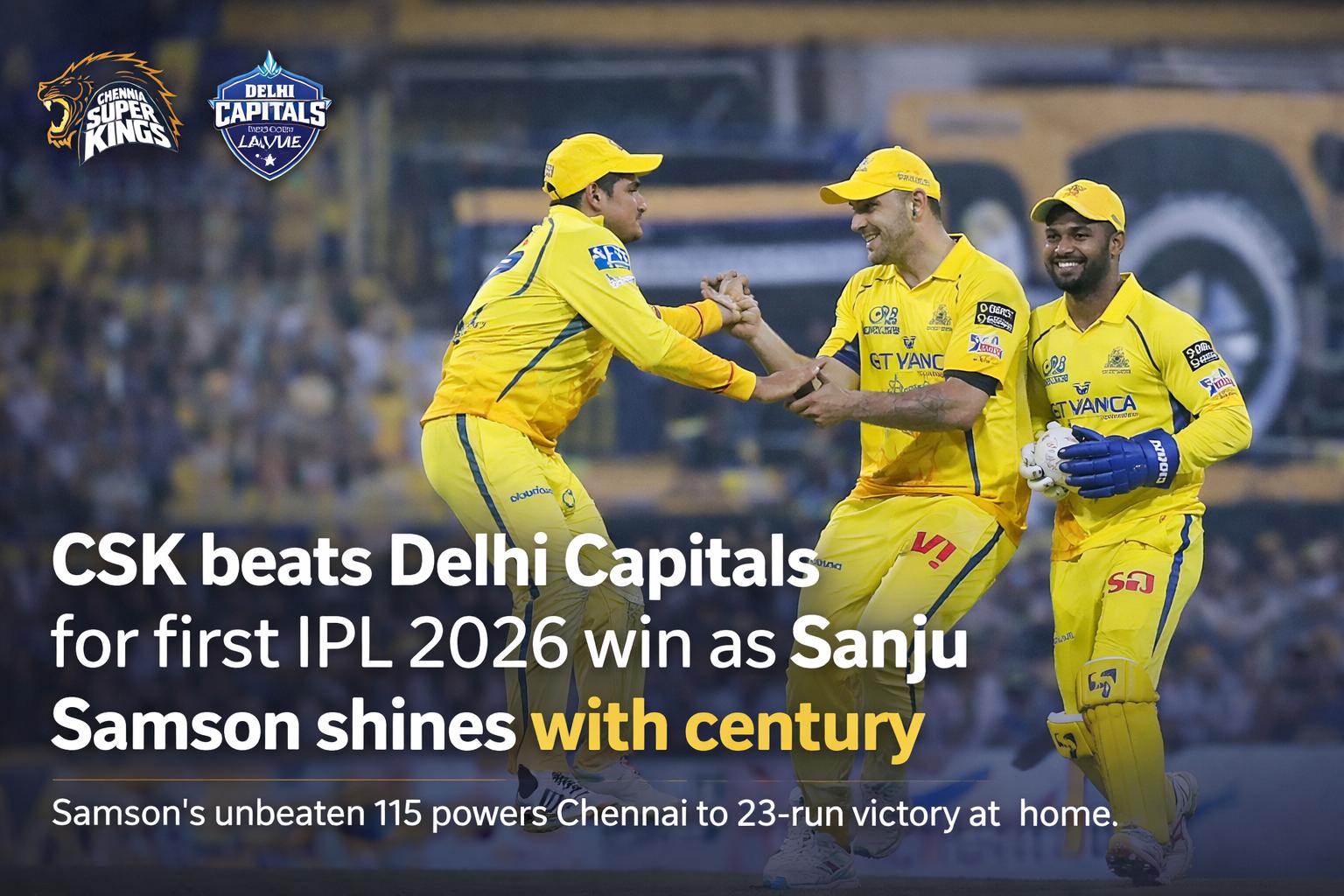Sanju Samson century powers CSK to first IPL 2026 win over Delhi