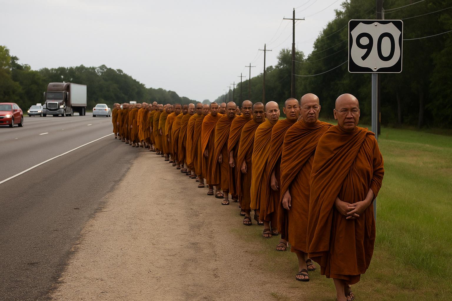 Buddhist monks injured during 2,300-mile peace walk after crash in Texas