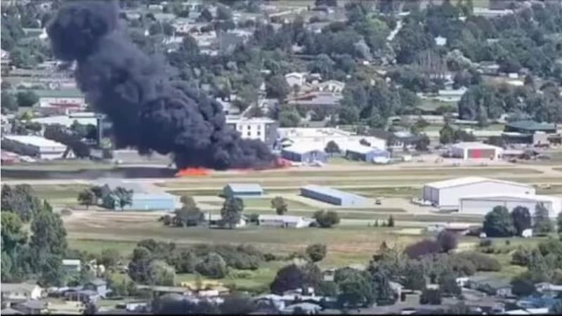 Plane crashes into parked aircraft at Montana airport sparking major fire