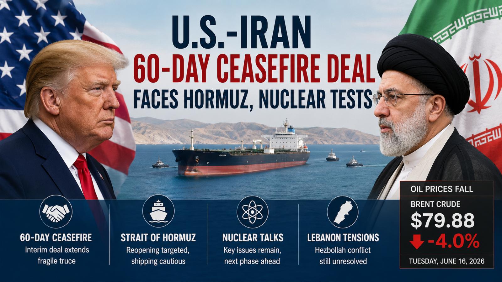 U.S.-Iran 60-Day Ceasefire Deal Faces Hormuz, Nuclear Tests