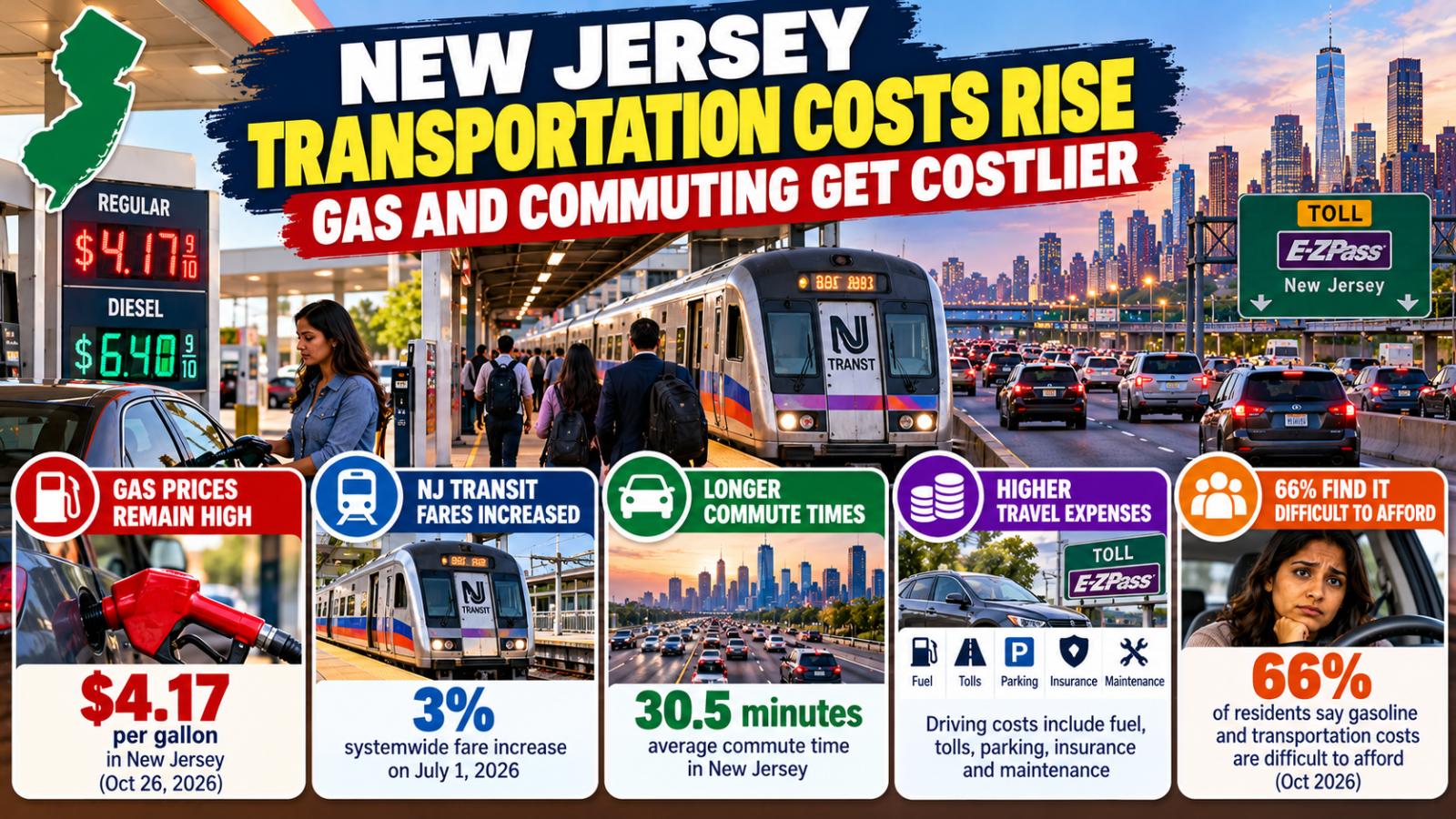 New Jersey Transportation Costs Rise: Gas and Commuting Get Costlier