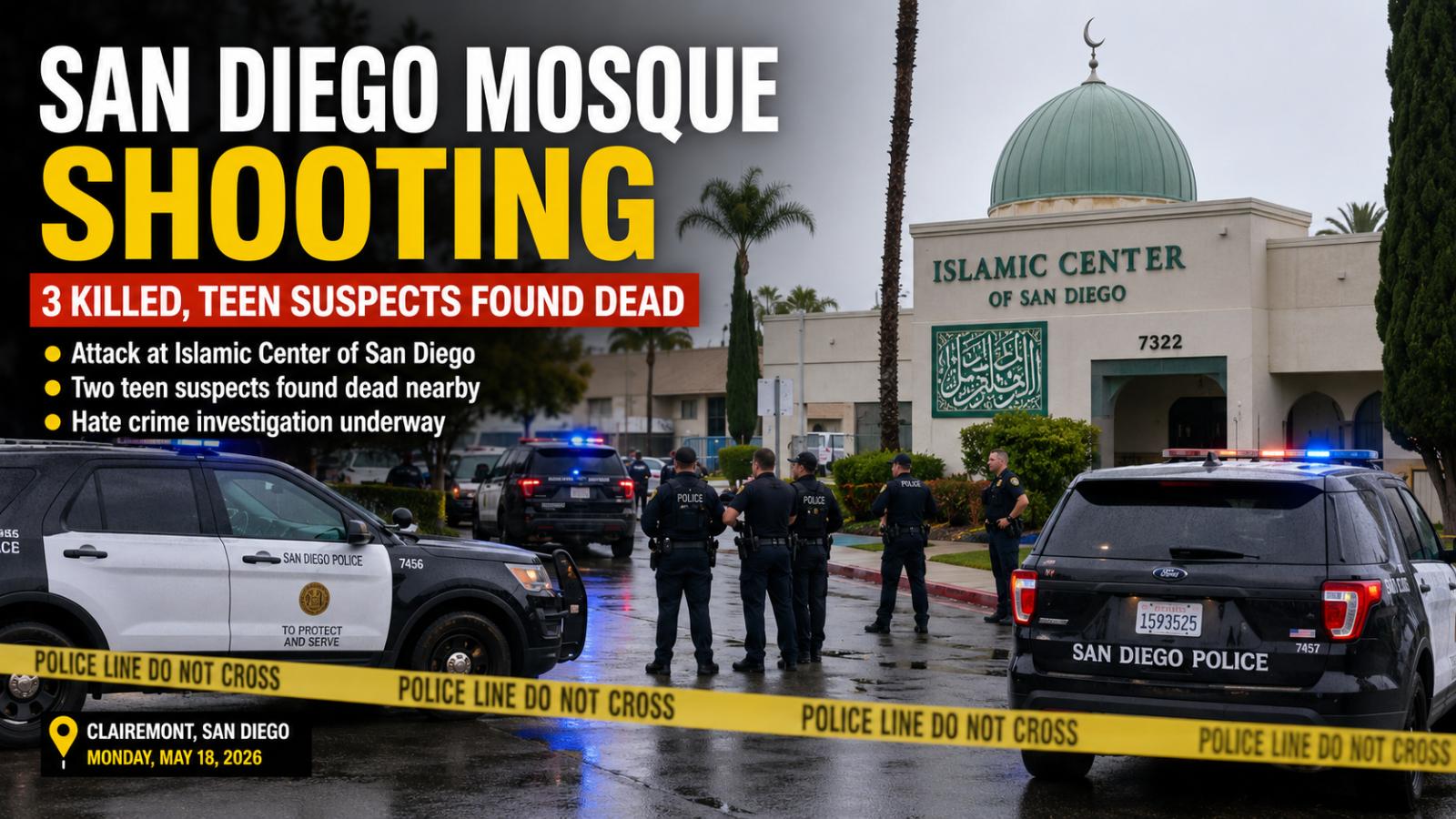 San Diego Mosque Shooting Leaves 3 Dead; Teen Suspects Found Dead