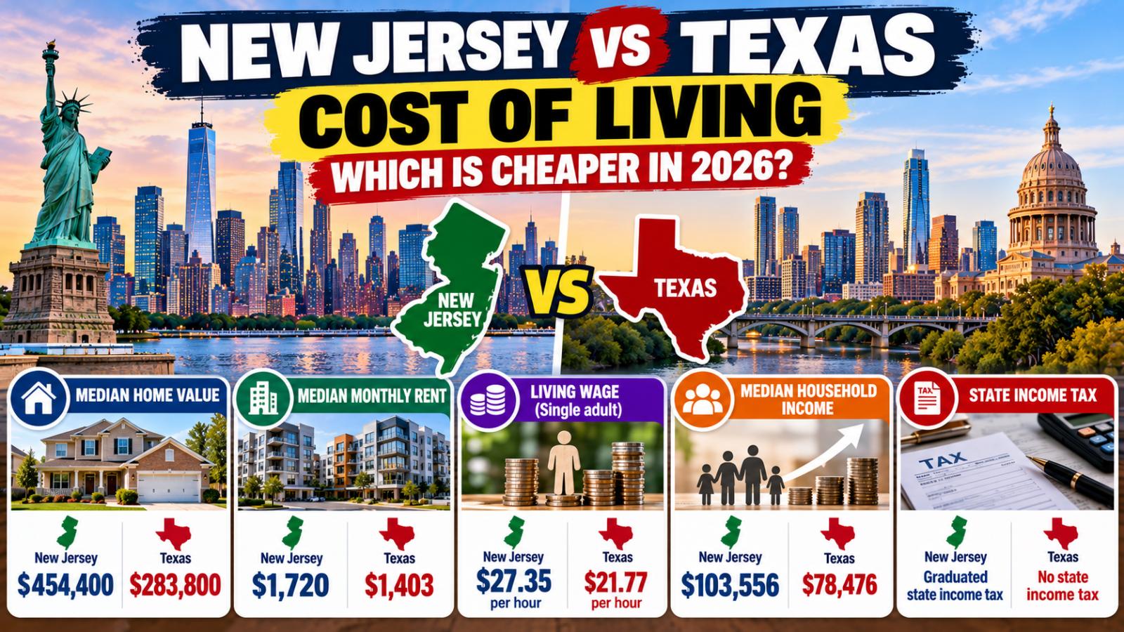 New Jersey vs Texas Cost of Living: Which Is Cheaper in 2026?