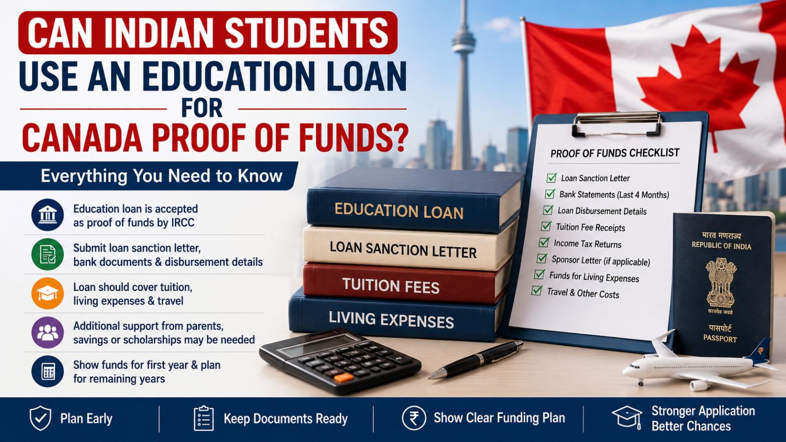 Can Indian students use an education loan for Canada proof of funds