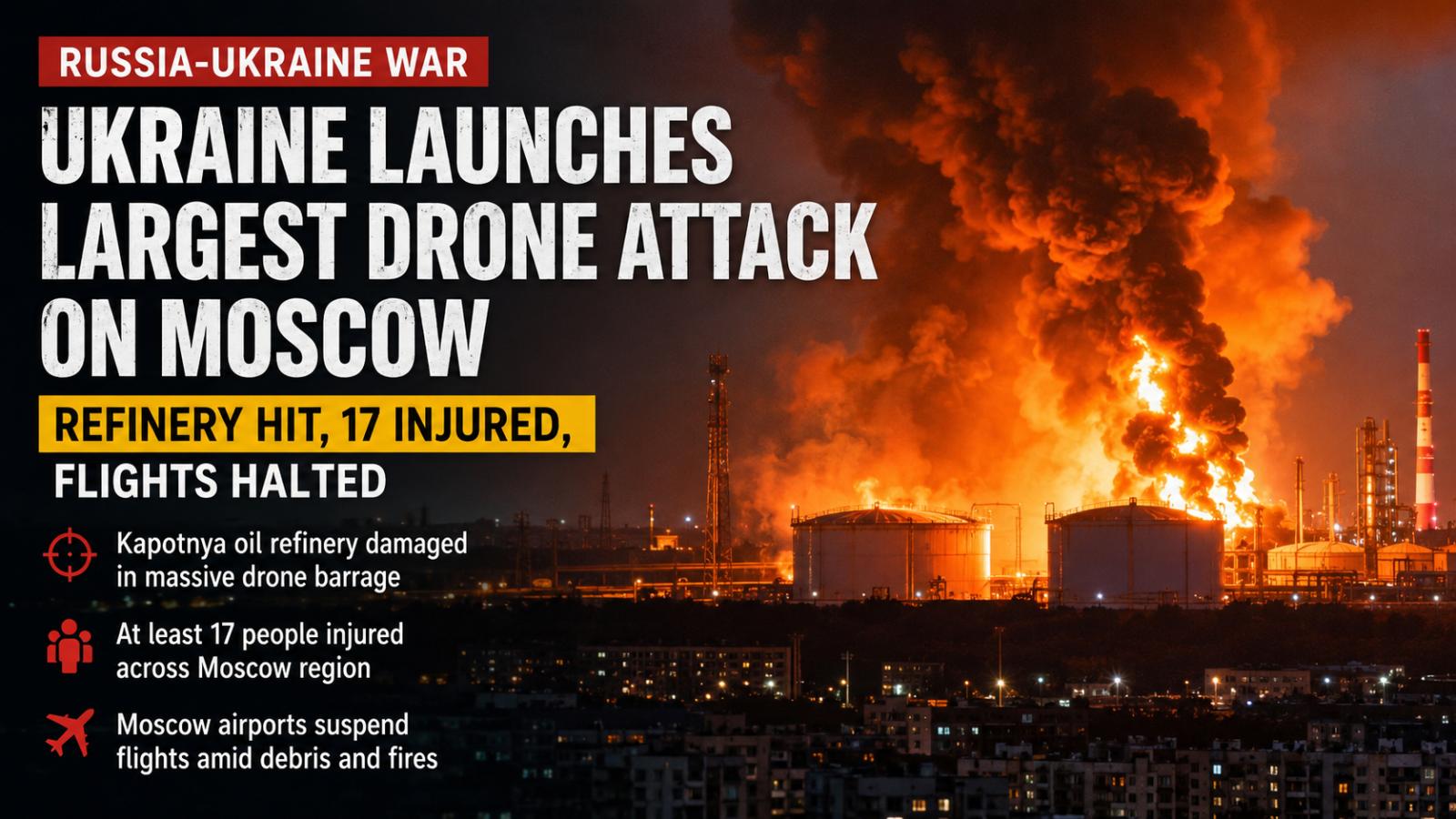 Moscow Oil Refinery Drone Attack Injures 17, Halts Flights