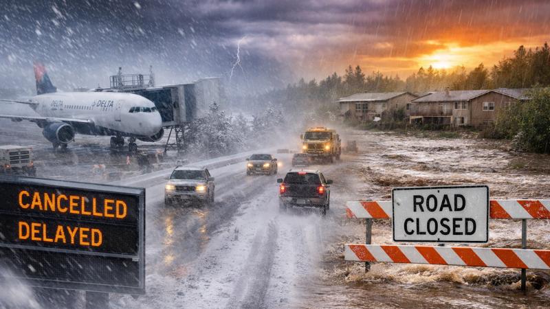 Powerful winds, snow and flooding impact travel nationwide in the U.S.