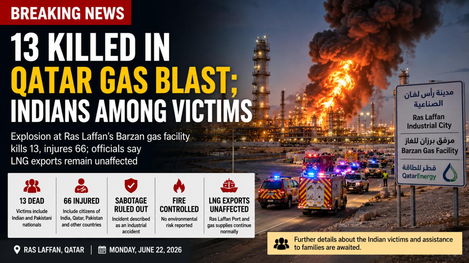 13 Killed in Qatar Gas Blast; Indian Nationals Among Victims