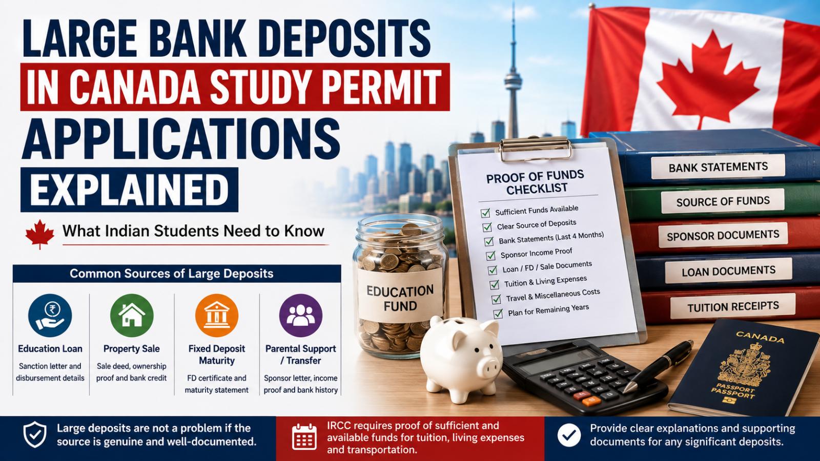 Large bank deposits in Canada study permit applications explained