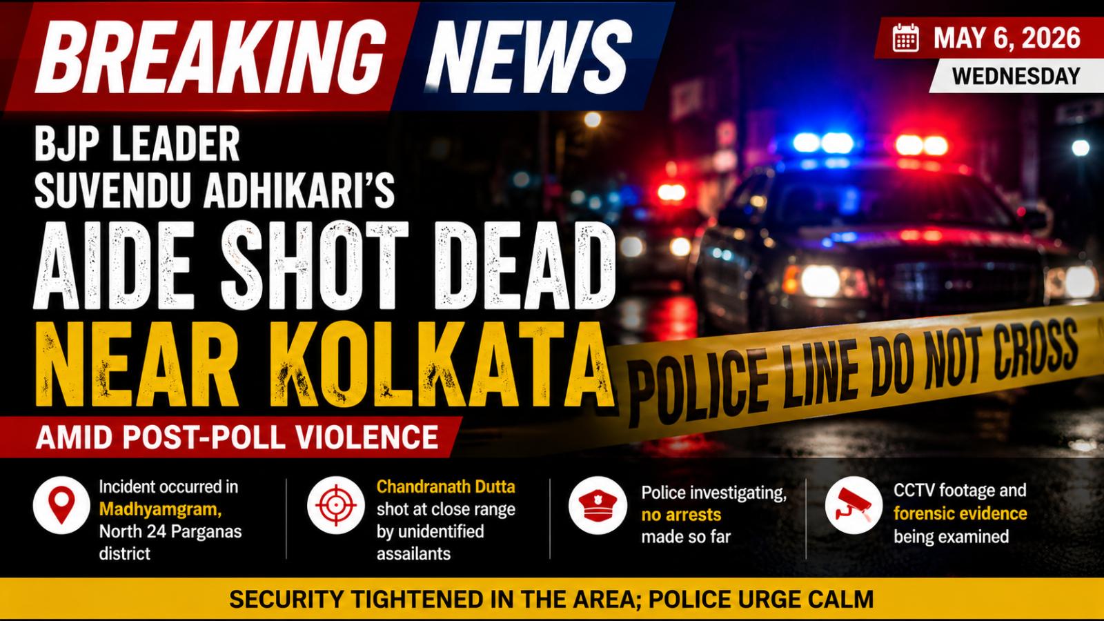 BJP Leader Suvendu Adhikari’s Aide Shot Dead Near Kolkata, Probe Underway