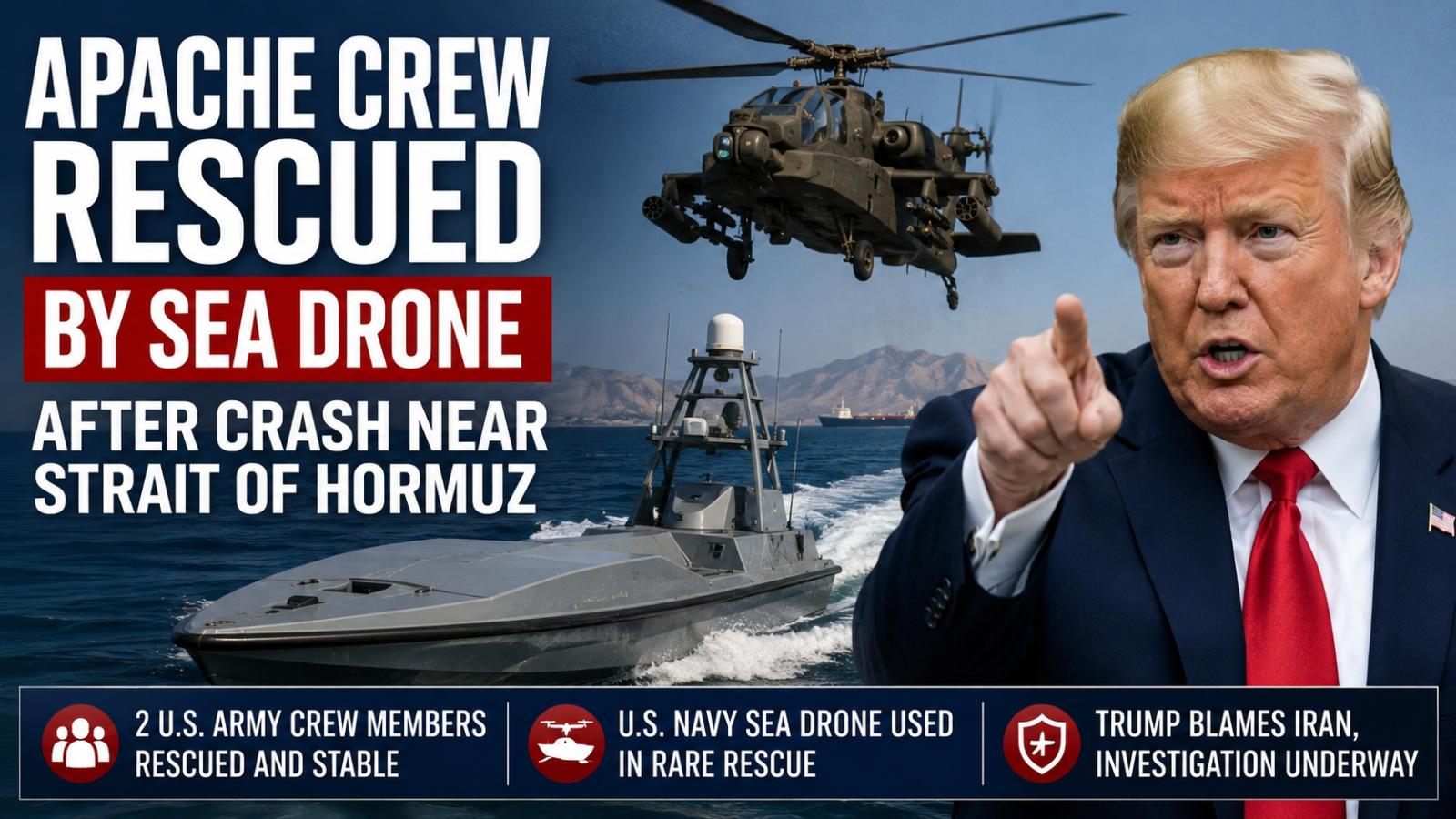 Apache Crew Rescued by Sea Drone After Crash Near Strait of Hormuz