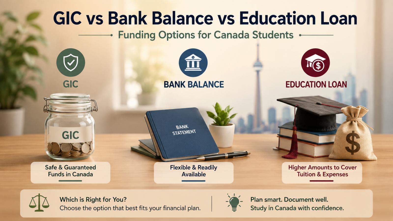 GIC vs bank balance vs education loan for Canada students