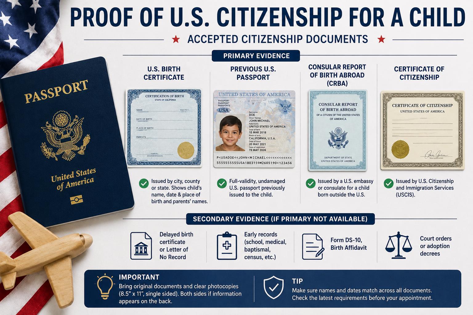 Proof of U.S. Citizenship for a Child: Accepted Documents